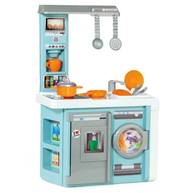 Moltó Kitchen Cocina Infantil con Lavadora, Nevera, Cafetera y 12 Accesorios