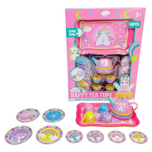 Juego de Té Infantil Unicornio Happy Tea Time 14 Piezas con Bandeja