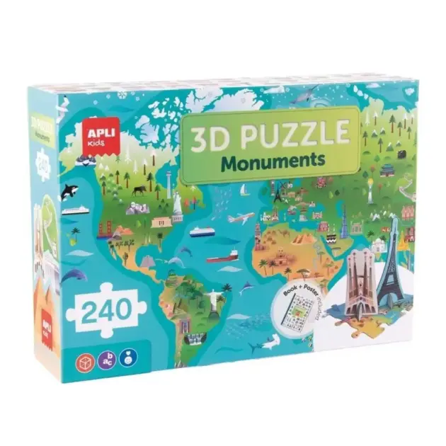 APLI Kids Puzzle 3D Monuments 240 Piezas – Monumentos del Mundo
