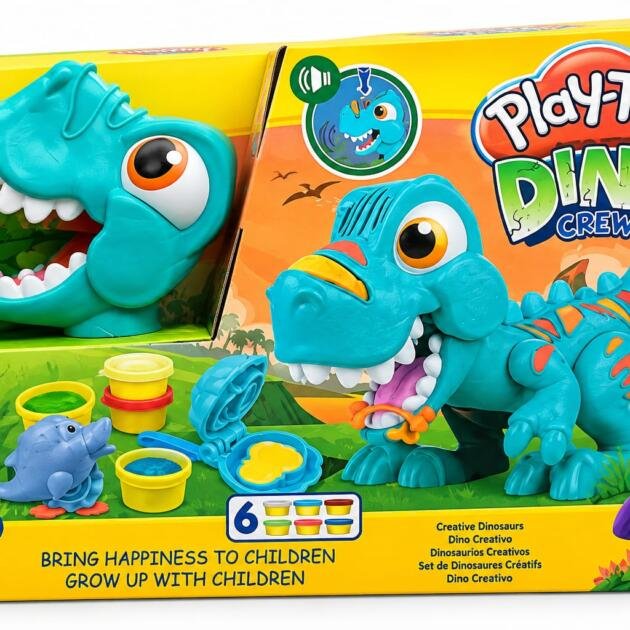 PlayToy Dino Crew Dinosaurio Creativo con 6 Plastilinas y Accesorios +3 Años