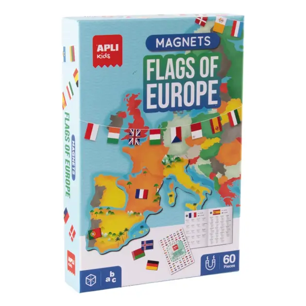 Magnets Flags of Europe APLI Kids 60 Piezas – Juego Magnético Banderas de Europa