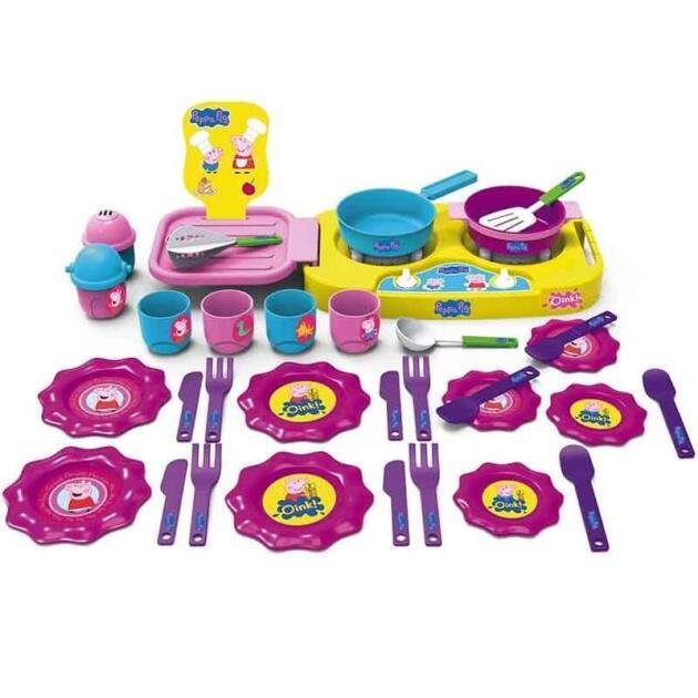 Peppa Pig Set Completo de Cocina Infantil con 35 Accesorios +3 Años