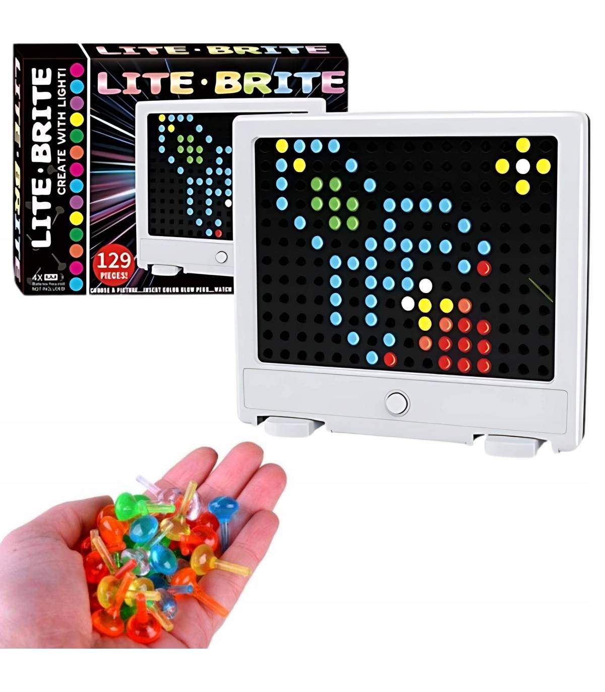 Lite-Brite Pizarra Creativa con Pines de Colores 129 Piezas