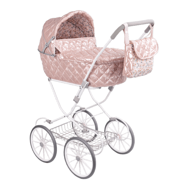 Carro de Muñecas Arias 40870 Rosa Acolchado con Capazo, Capota, Bolso a Juego y Ruedas Clásicas