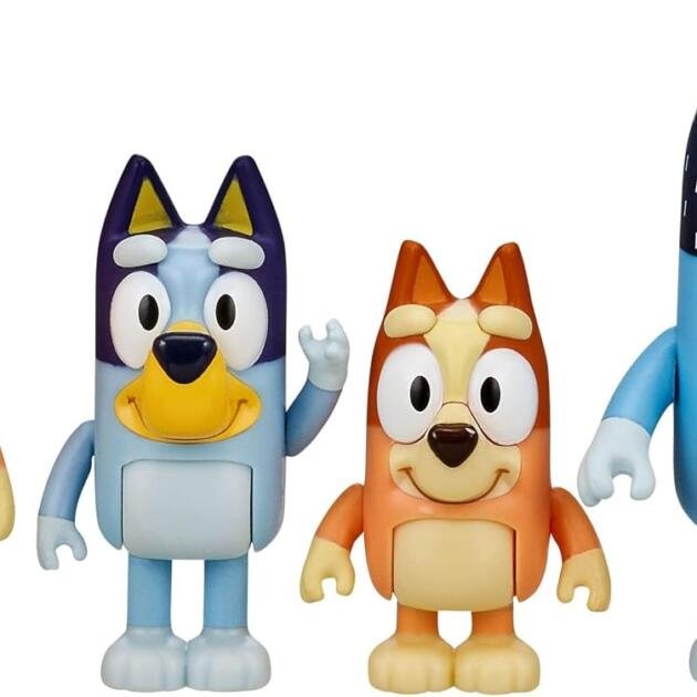 Bluey Pack Familia 4 Figuras Bluey Bingo Bandit y Chilli Juguete Infantil +3 Años