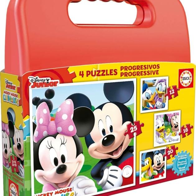4 Puzzles Progresivos Mickey Mouse Clubhouse Educa 12-16-20-25 Piezas