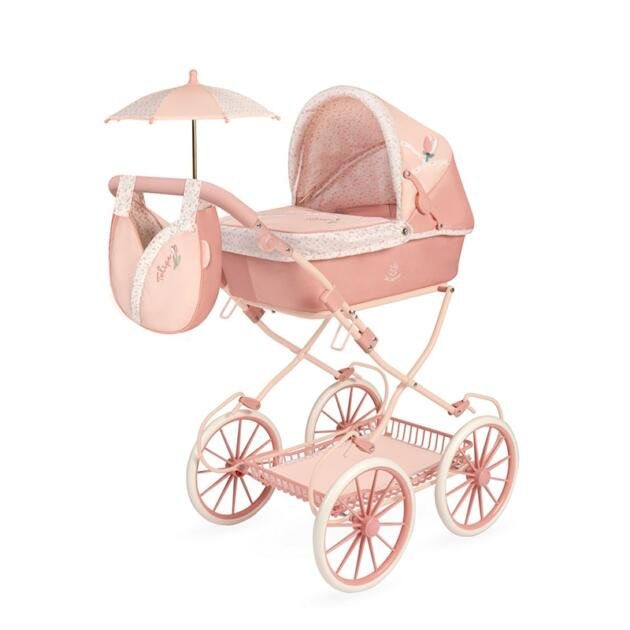 Cochecito de Muñecas Tulipe DeCuevas 81074 Plegable con Sombrilla y Bolso | Carrito Clásico Rosa