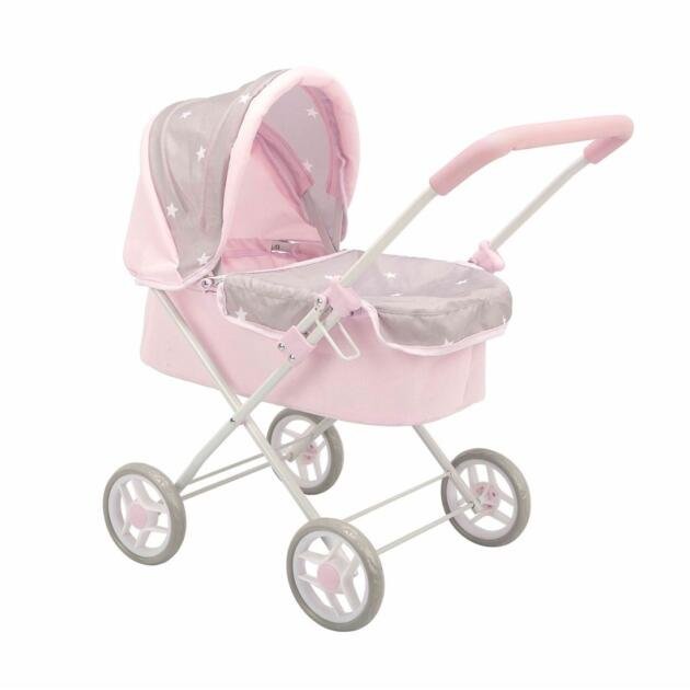 Carro de Muñecas con Capota Emma by Arias 40625 Rosa y Gris con Estrellas