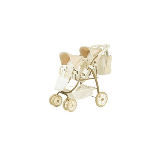 Coche Gemelar Reborn de Paris Arias 73 cm Beige y Dorado con Bolsa – Ref. 40944